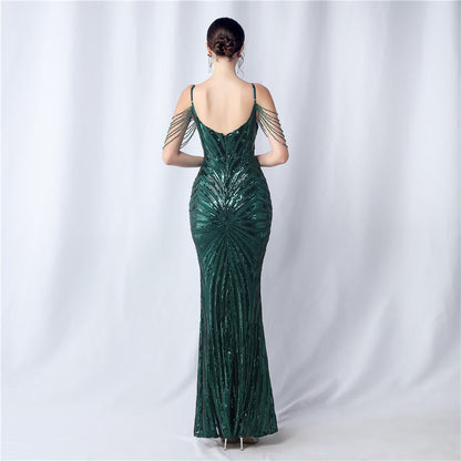 Beaded Halter Formal Dress