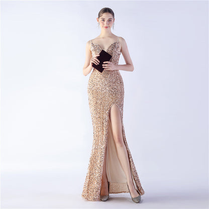 Azura Long Spaghetti Strap Evening Formal Gown