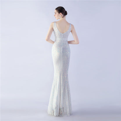 Camel Hair Side Split Formal Dress