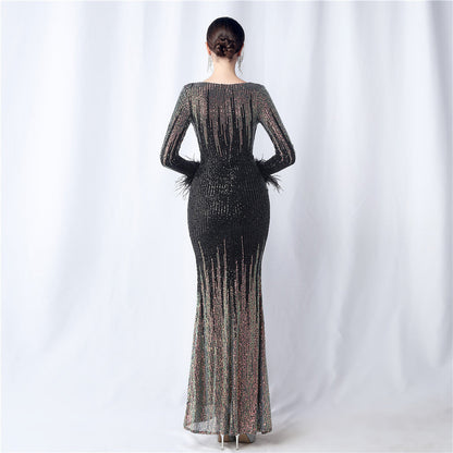 Ostrich Gradient Formal Dress