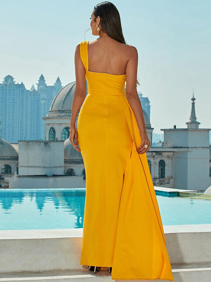 Draping Maxi Prom Dress