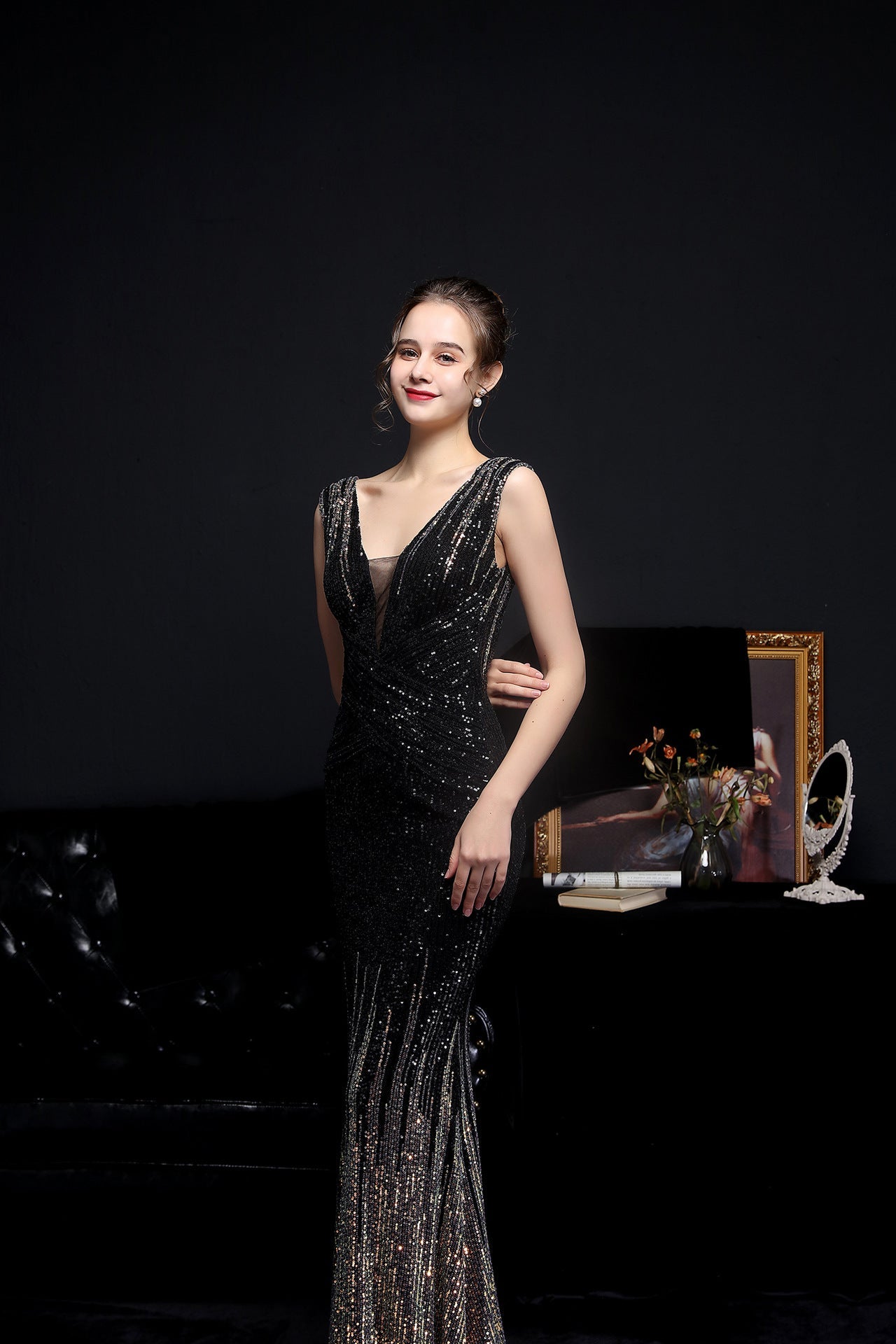 Sleeveless Sequin Formal Dress