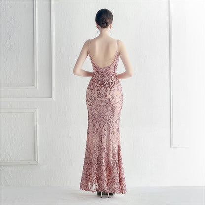 Positioned Floral Beaded Formal Dress