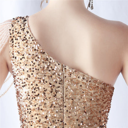 Abito formale con perline e retro in velluto 