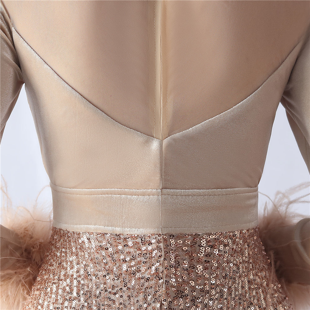 Abito formale in velluto con strass sfumati