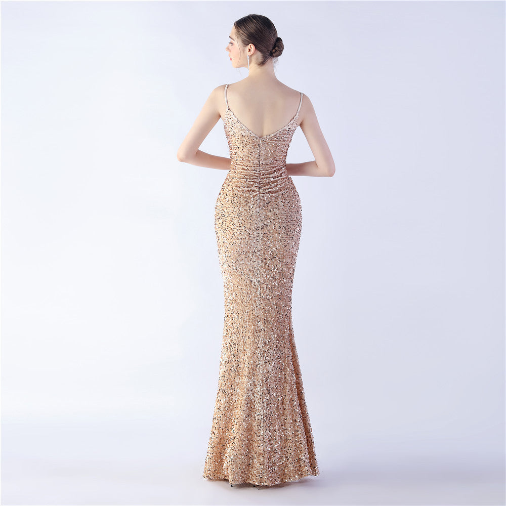Azura Long Spaghetti Strap Evening Formal Gown