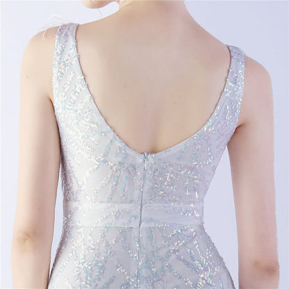 Camel Hair Side Split Formal Dress