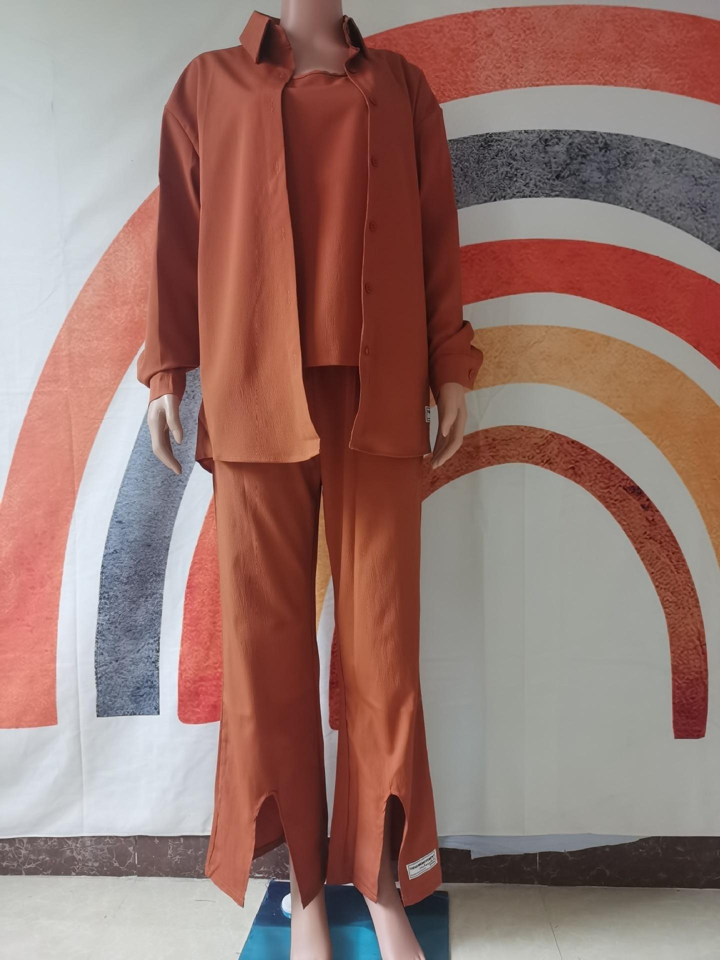 3pcs Set Long Sleeved Shirt Vest and Pants