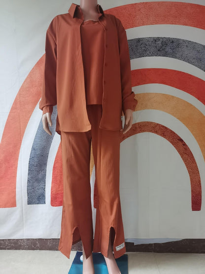 3pcs Set Long Sleeved Shirt Vest and Pants