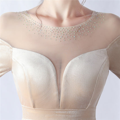 Abito formale in velluto con strass sfumati