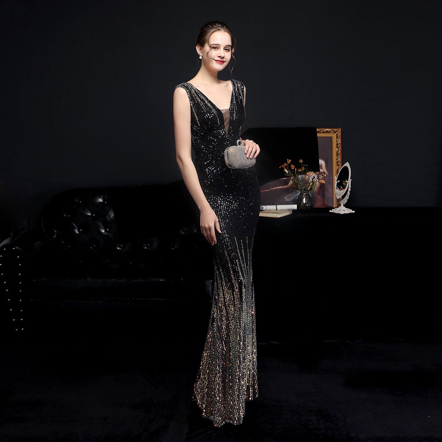 Sleeveless Sequin Formal Dress