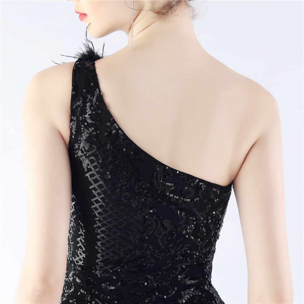 Mesh Sequined Formal Dress
