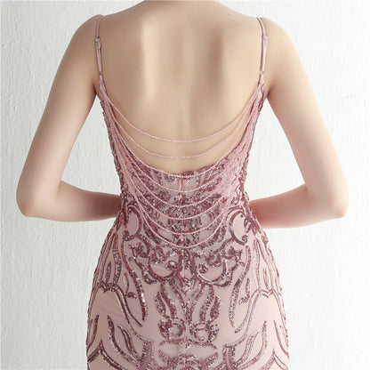 Positioned Floral Beaded Formal Dress