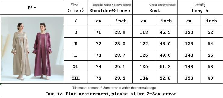 Beaded Trumpet Sleeve Robe and Sleeveless Skirt with Inside Two-piece Suit