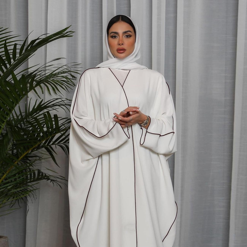 White Panelled Abaya Robe