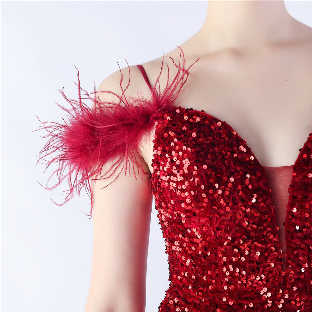 Abito formale in paillettes ad alta densità di pelo di cammello 