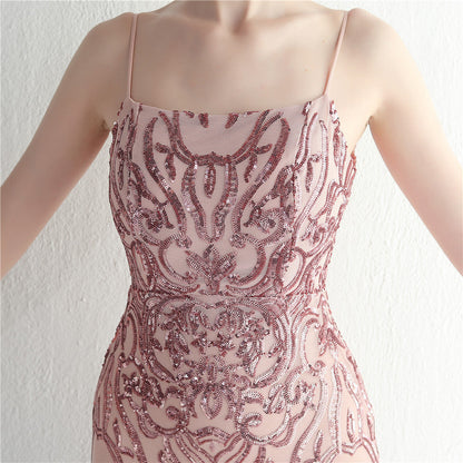 Positioned Floral Beaded Formal Dress