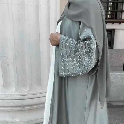 1pcs Satin Cardigan Handmade Beaded Dress Robe