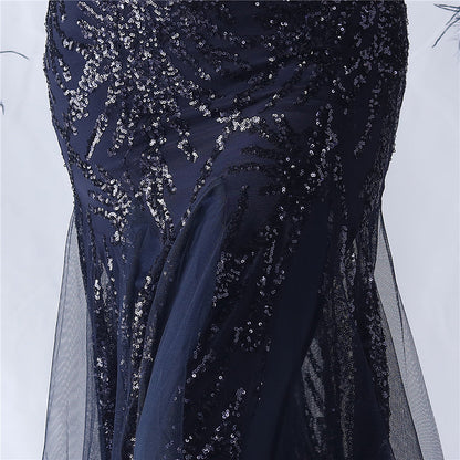 Ostrich Fur Mesh Beaded Formal Dresses