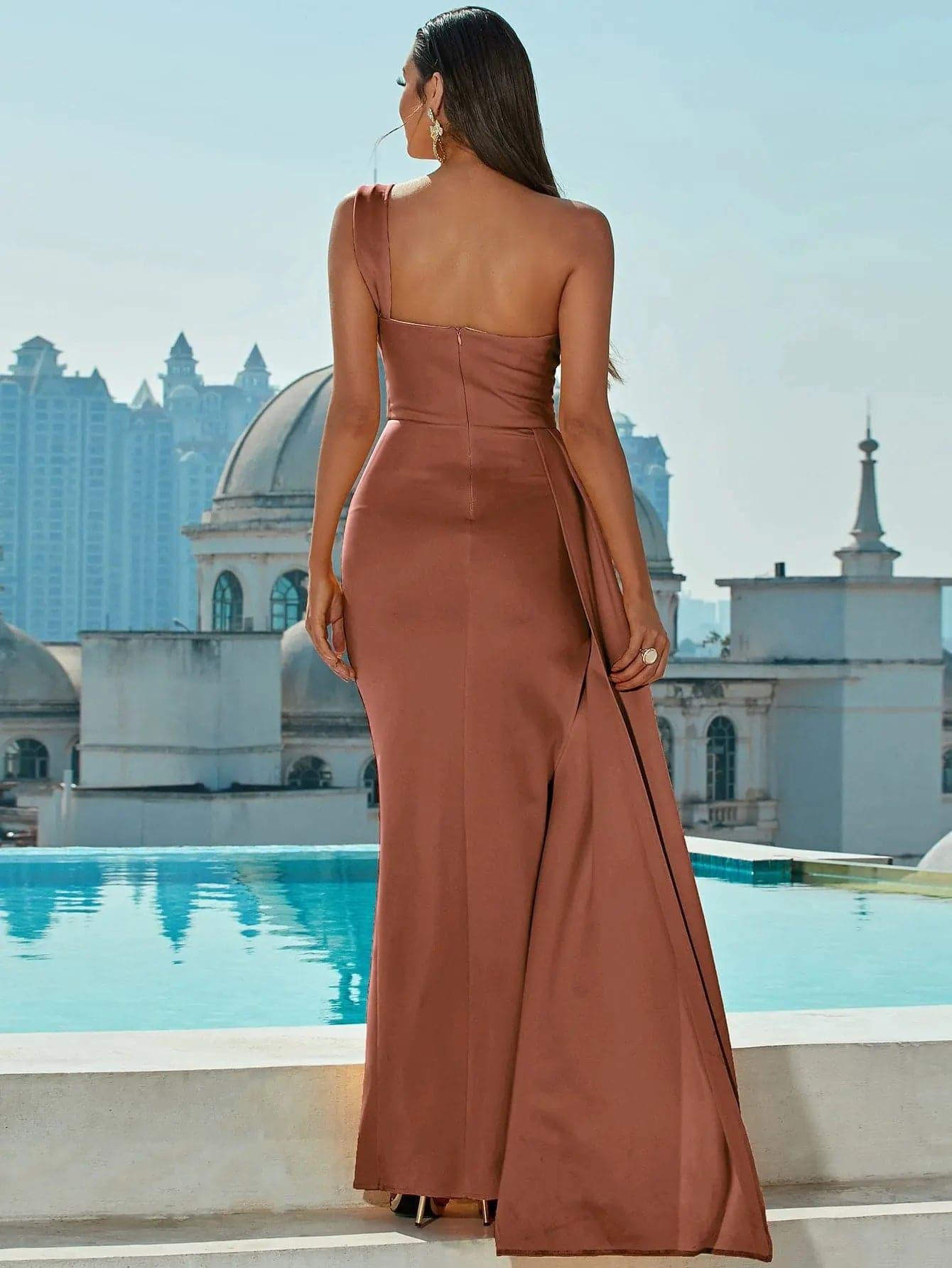 Draping Maxi Prom Dress