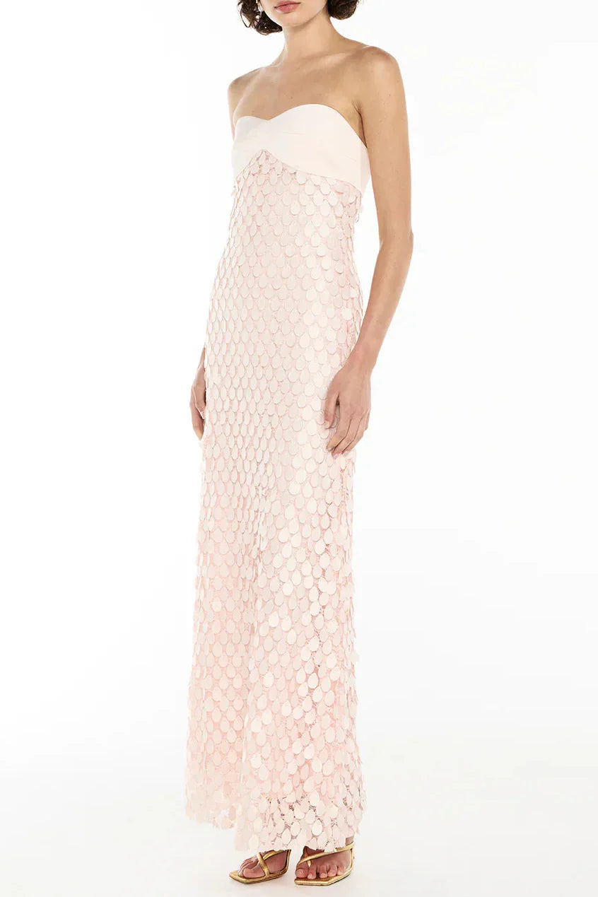 iris Lace sequin backless maxi dress in pink