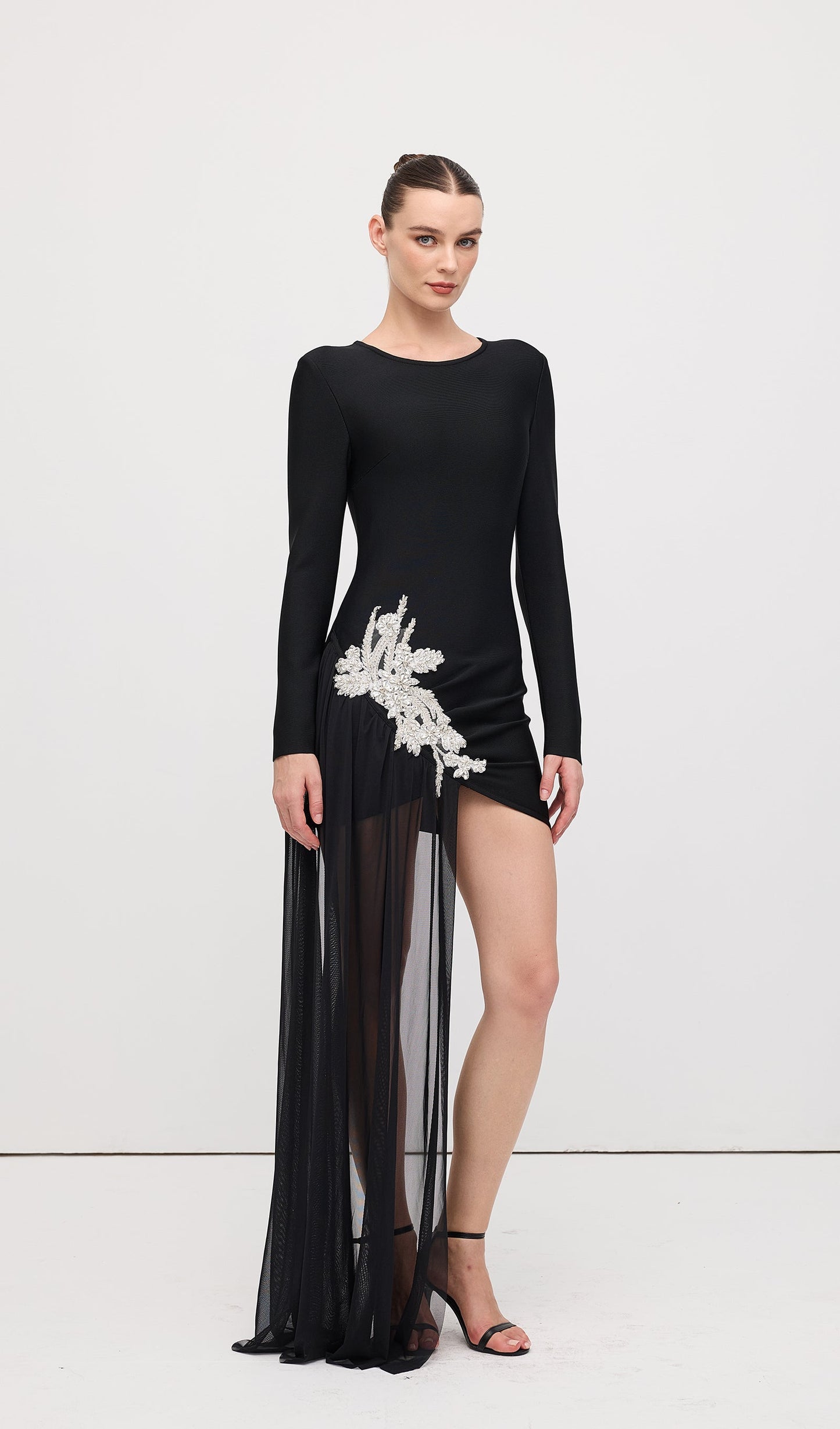 rebecca black Asymmetrical With rhinestone Embellishments Mini Dress