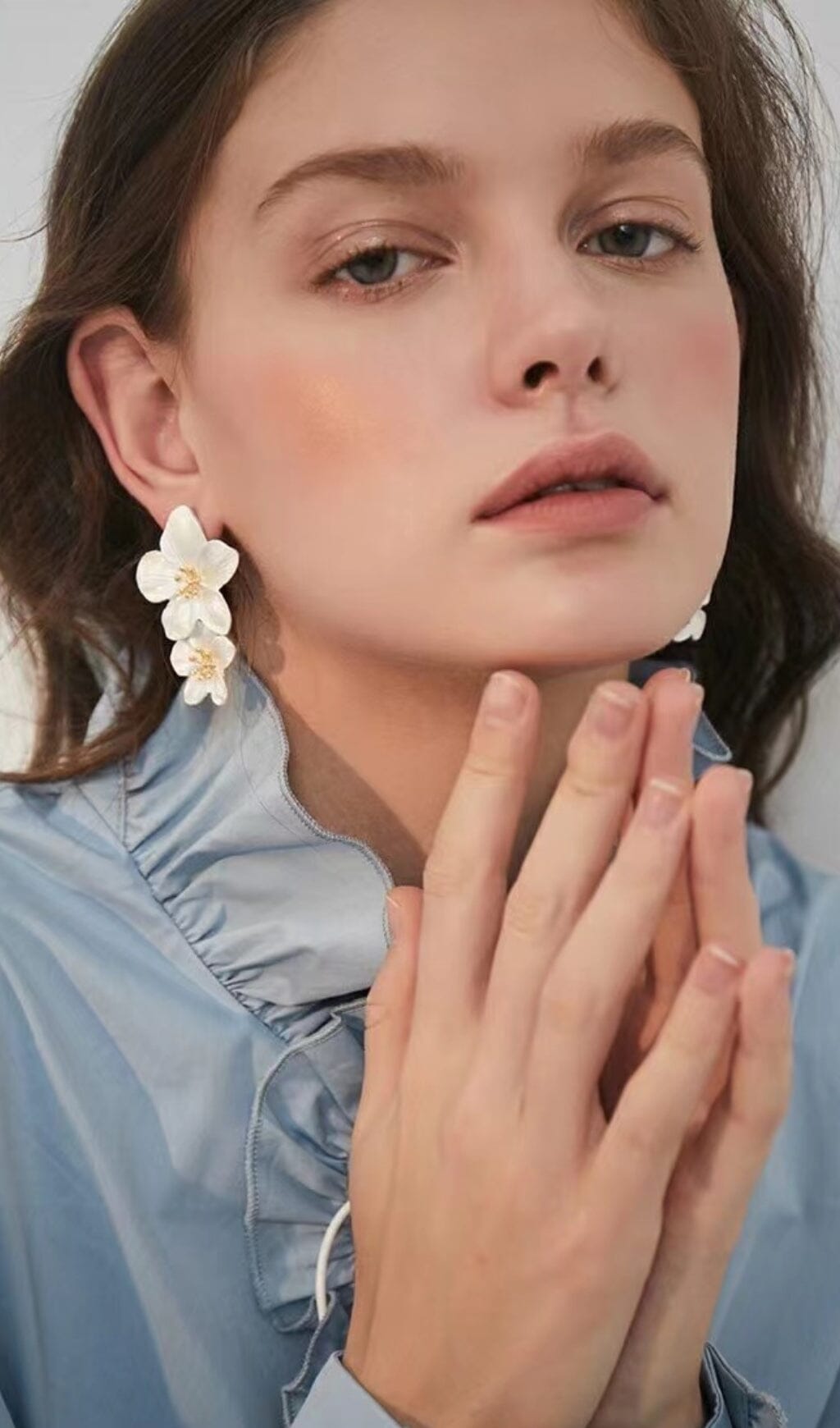 METAL DOUBLE FLOWER EARRINGS