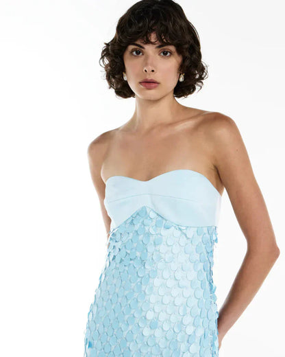 iris Lace sequin backless maxi dress in blue