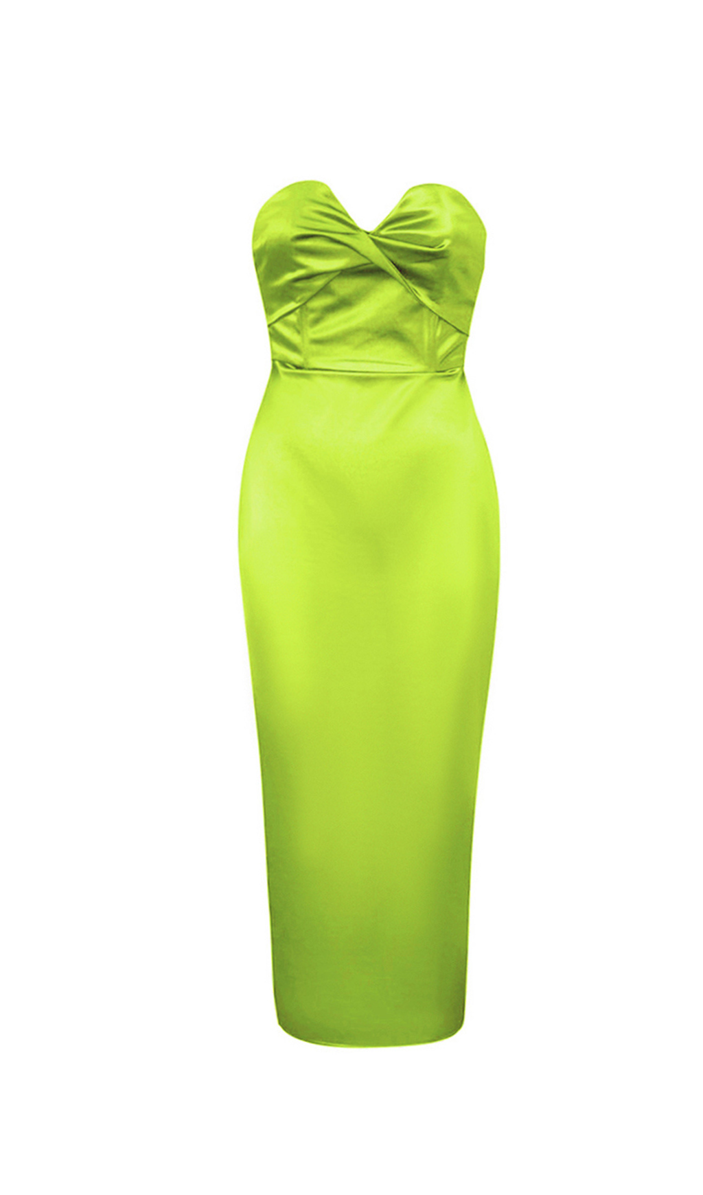 backless split twist-front bodycon midi dress in pale green