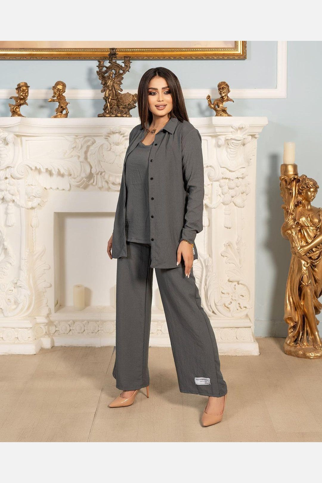 3pcs Set Long Sleeved Shirt Vest and Pants