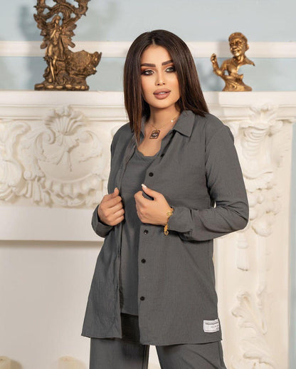 3pcs Set Long Sleeved Shirt Vest and Pants