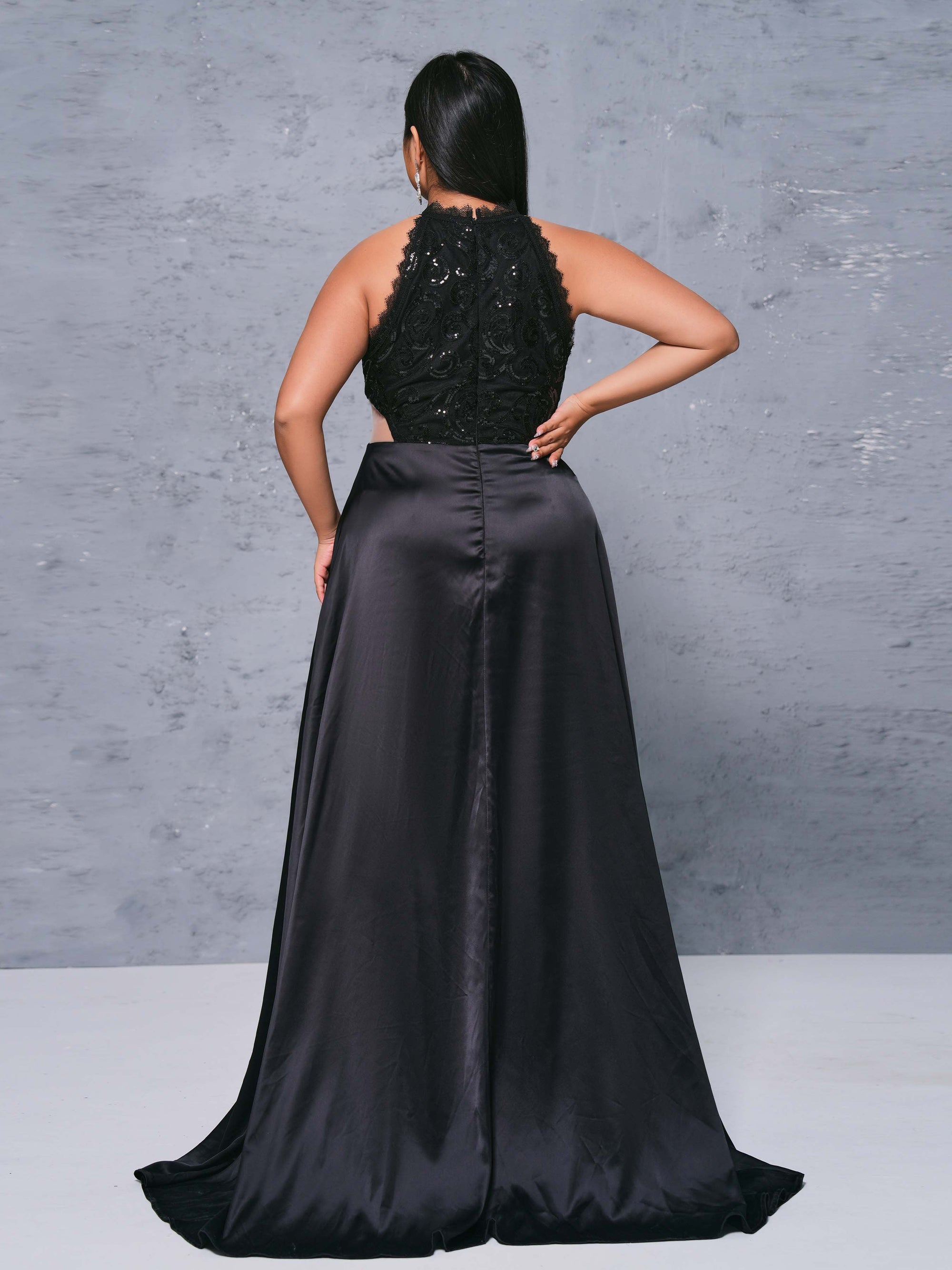 Plus Size Cutout Halter Split Dress