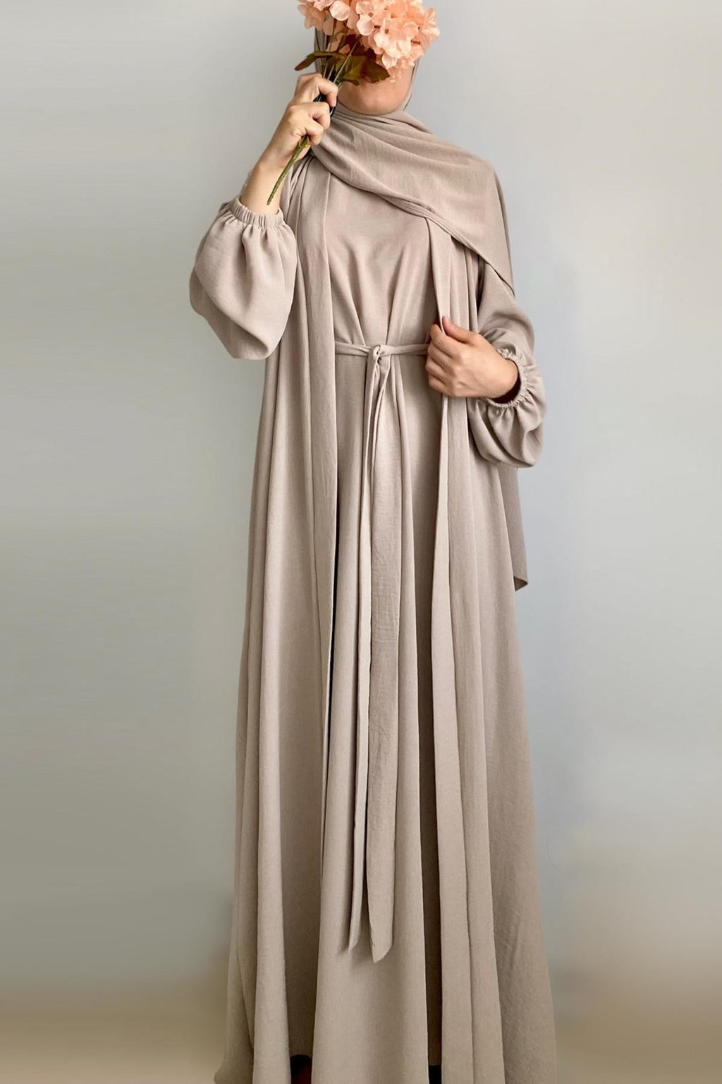 3pcs Cardigan+without  Sleeves Inner Dress+Hijab