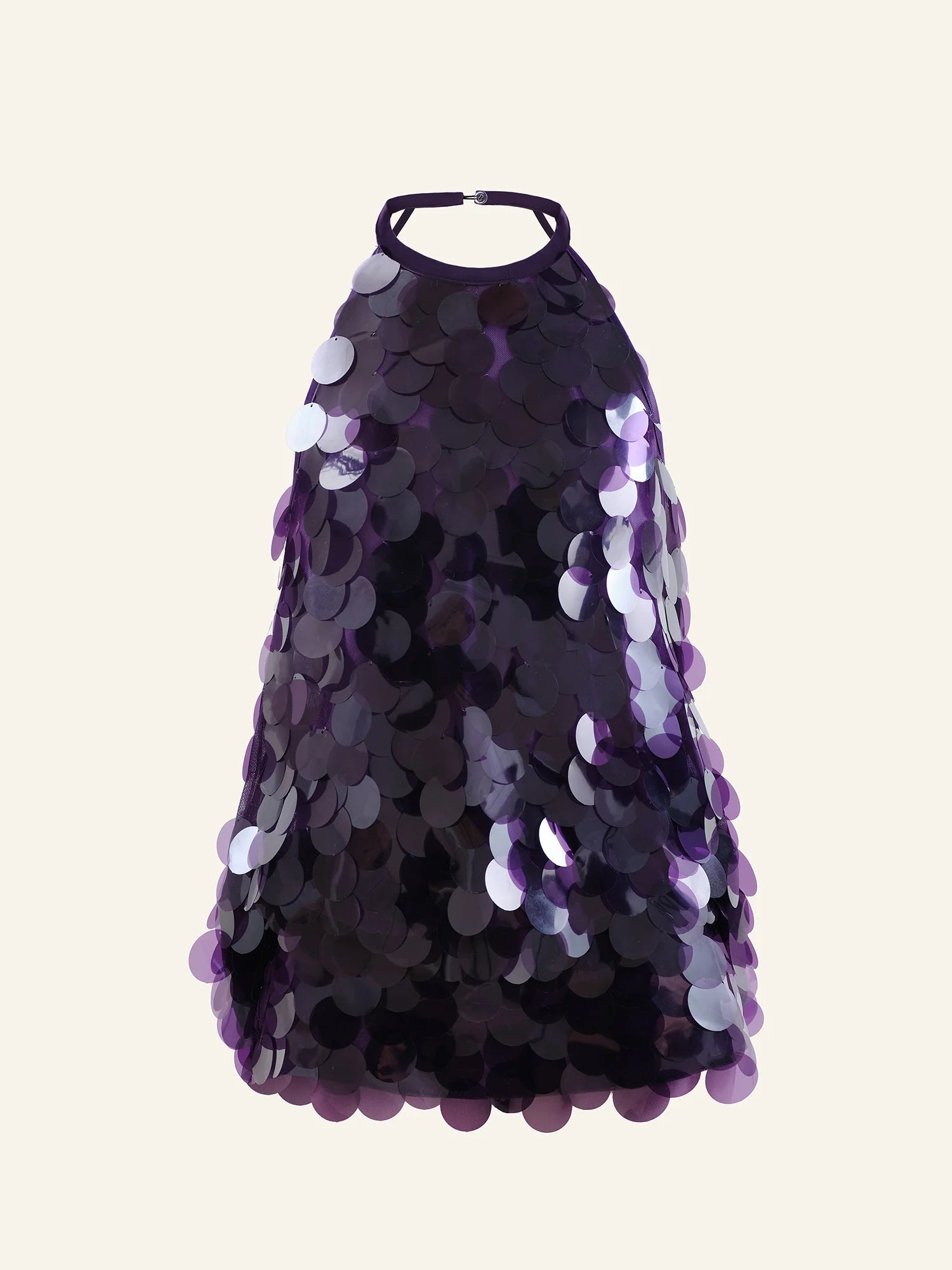 shirley sequin halter backless mini dress in purple