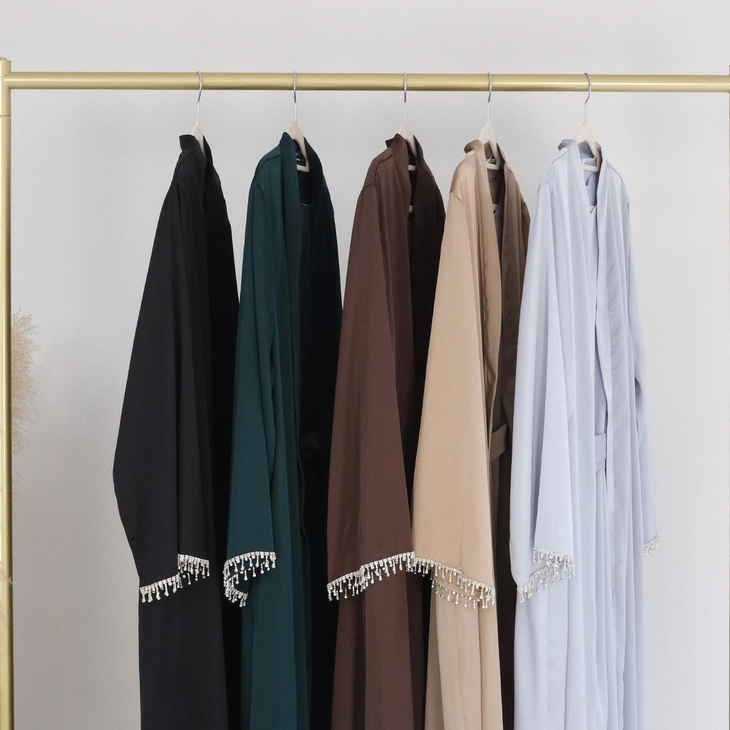 1pcs Solid Color Beaded Cardigan Robe