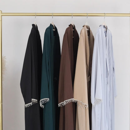 1pcs Solid Color Beaded Cardigan Robe