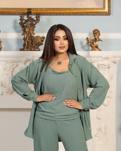 3pcs Set Long Sleeved Shirt Vest and Pants