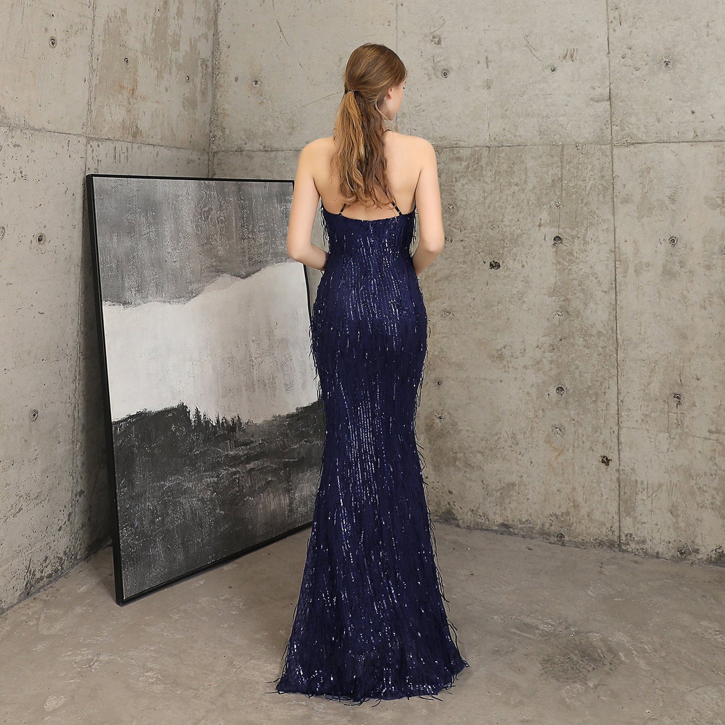 Silk Thread Fringe Beaded Formal Dresses