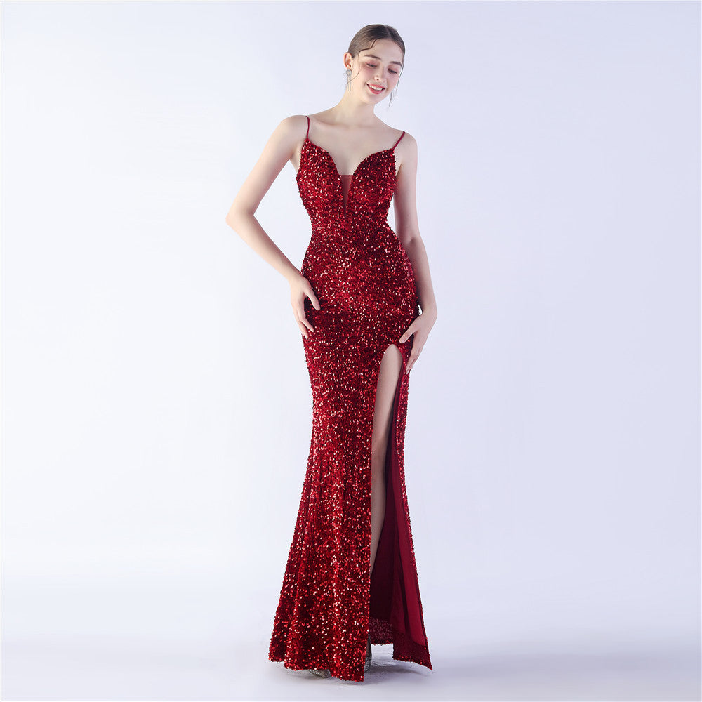 Azura Long Spaghetti Strap Evening Formal Gown
