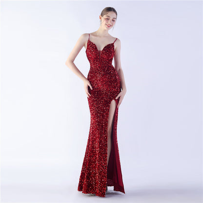 Azura Long Spaghetti Strap Evening Formal Gown