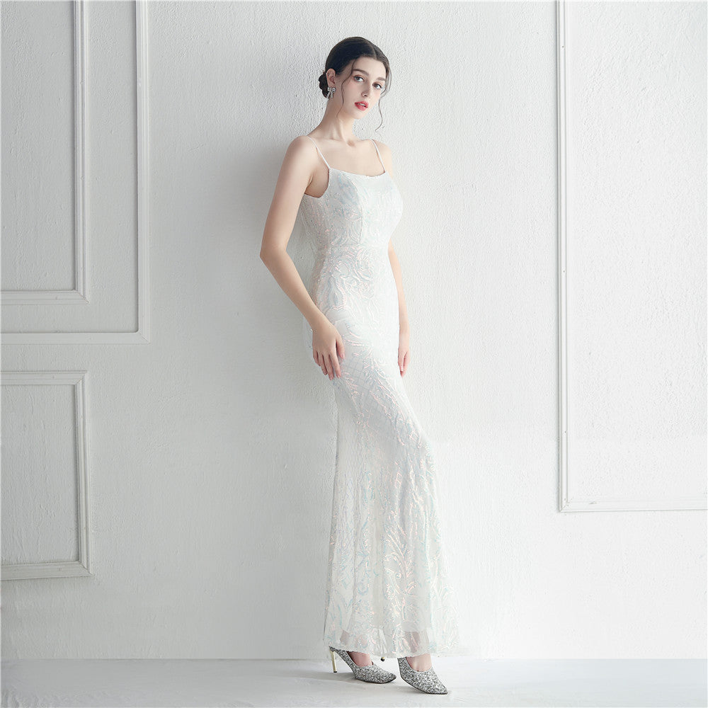 Positioned Floral Beaded Formal Dress