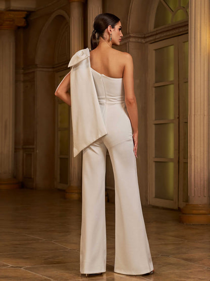 One Shoulder Knot Jumpsuits