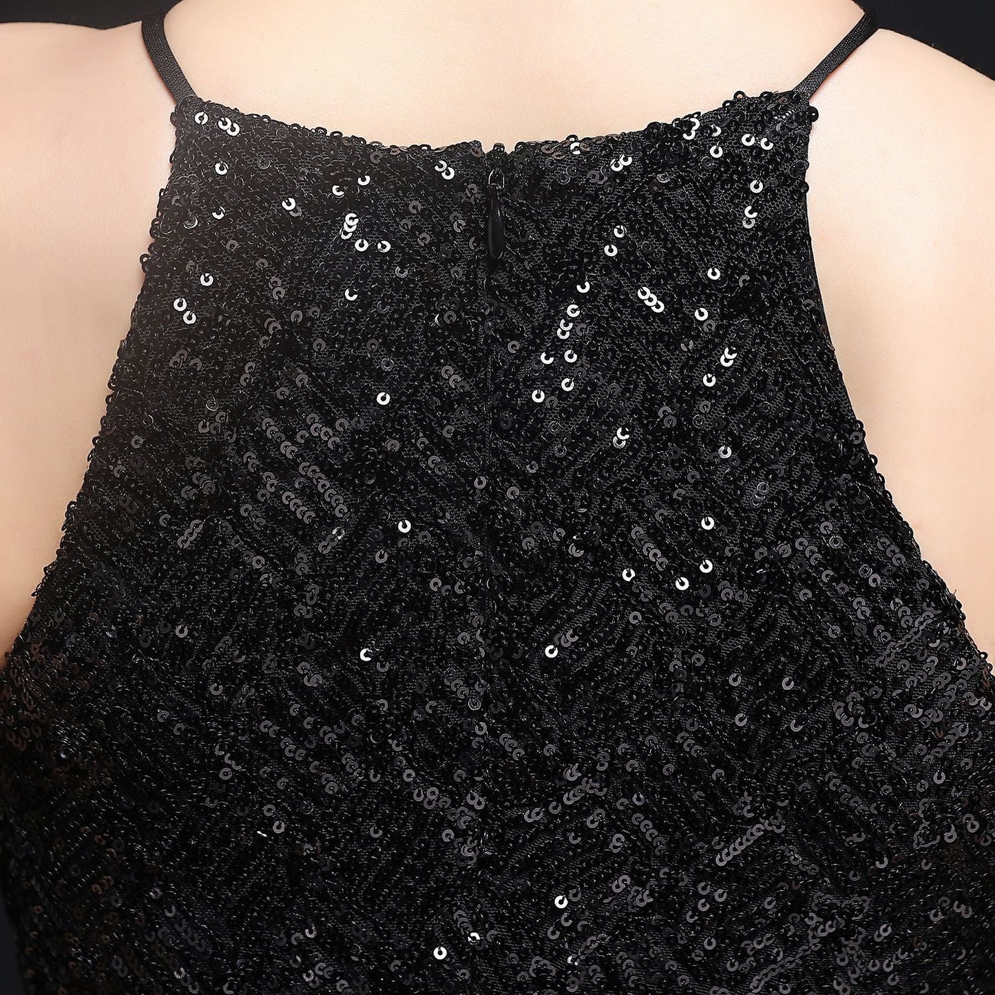 Long Neck Stapled Formal Dresses