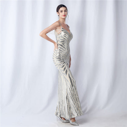 Beaded Halter Formal Dress