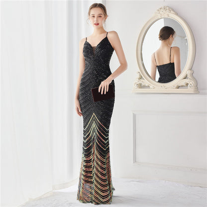 Wave Gradient Beaded Formal Dress