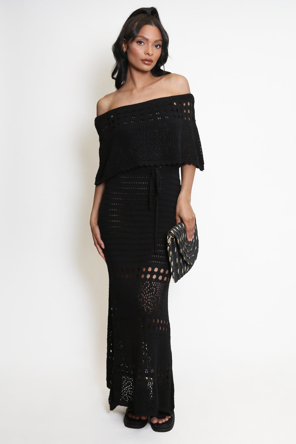 Crochet Overlay Bandeau Maxi Dress