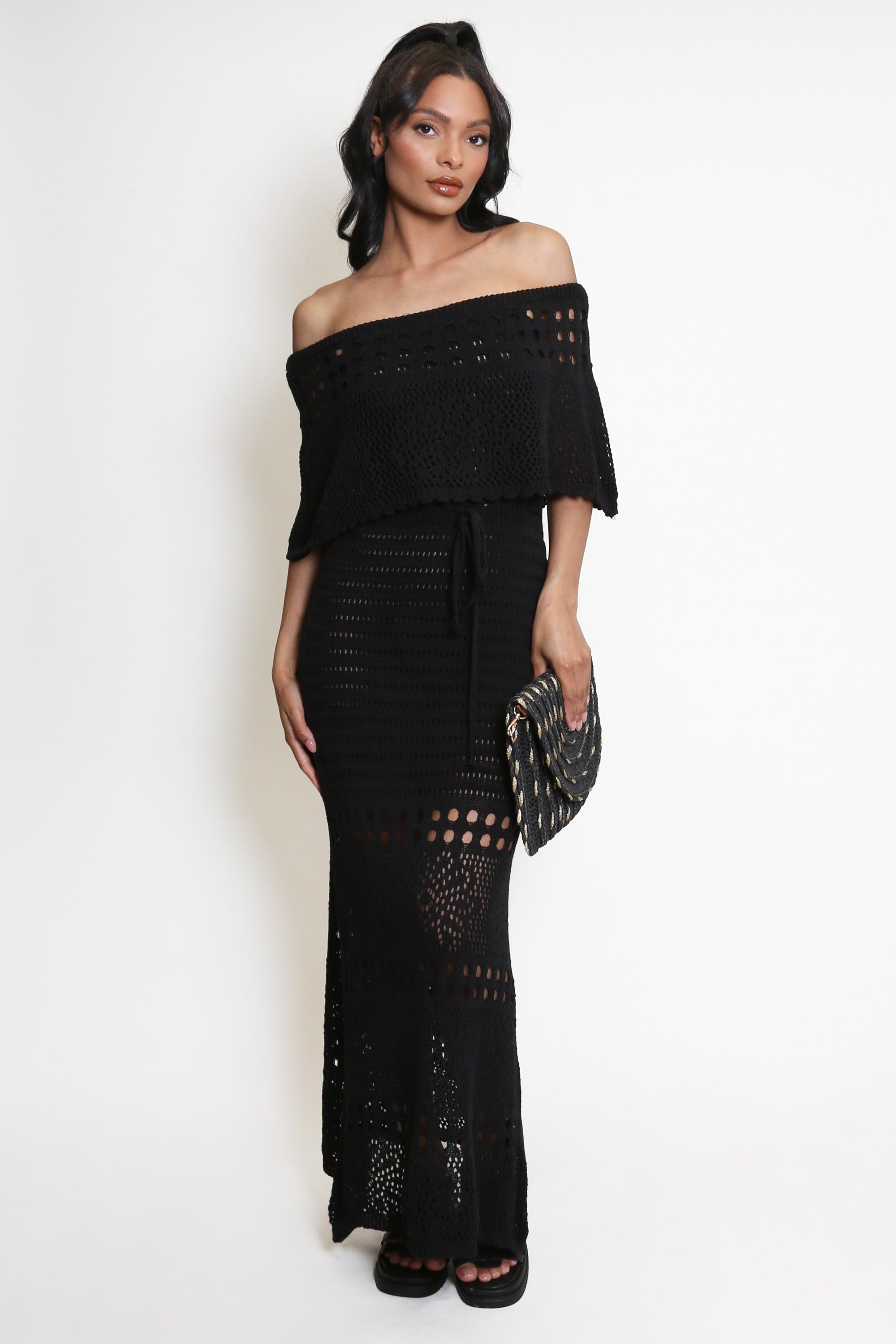 Crochet Overlay Bandeau Maxi Dress