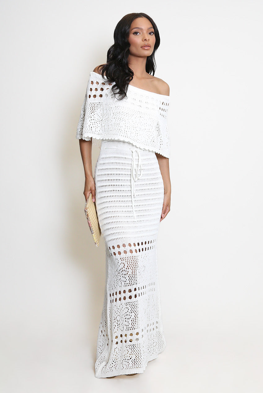 Crochet Overlay Bandeau Maxi Dress