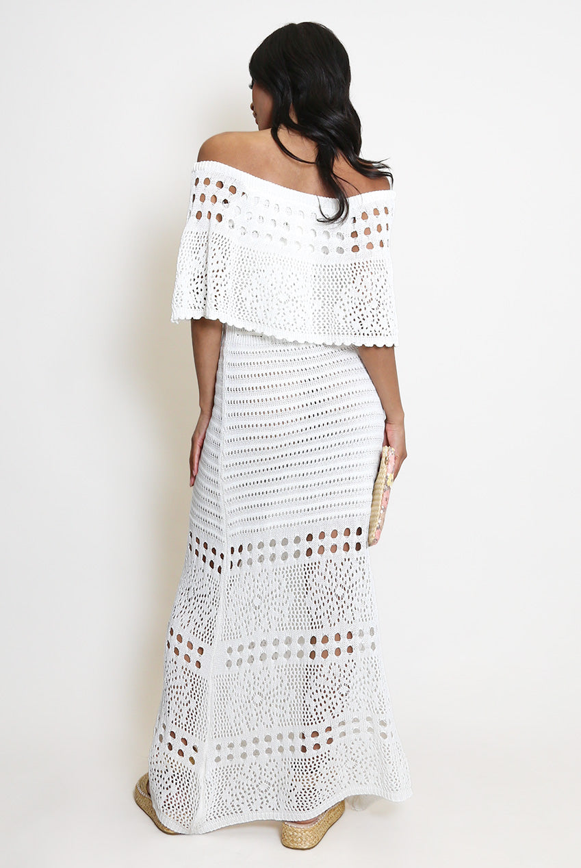 Crochet Overlay Bandeau Maxi Dress