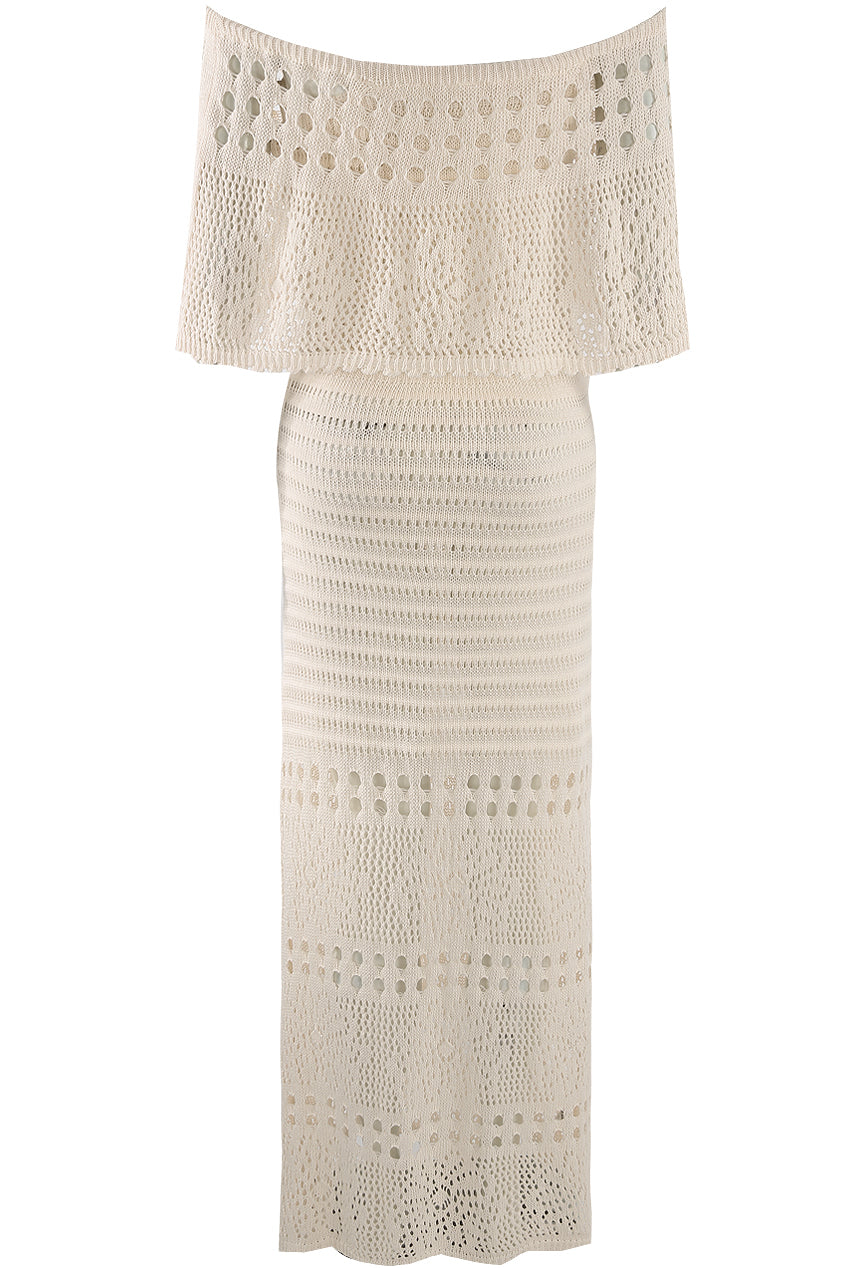 Crochet Overlay Bandeau Maxi Dress